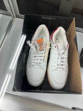 RUN 🏃 new Saint Laurent White Sneakers with Red Trim - Luxury Men's Casual Shoes